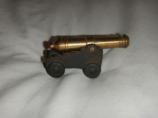 Collectible Vtg Brass/cast Iron Mini Cannon Shooter Toy