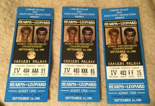 2 (two) Vintage 1981 Hearns Vs Leonard Full Boxing Tickets - Caesars Palace