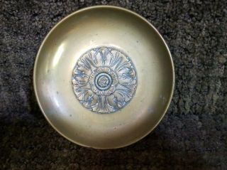 Lesavoy Brass Rosette Tray Dish Art Deco French Size 4 7/8 Inch Vintage