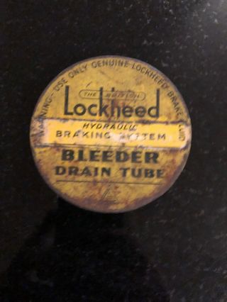 Vintage Tin Lockheed Hydraulic Braking System Bleeder Drain Tube.  Empty Tin