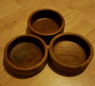 Vintage Set Of 3 Geniune Wooden Salad Bowls Made In Thailand Goodwood Teak