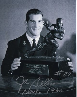 Joe Bellino Hand Signed 8x10 Photo,  1960 Navy Heisman Trophy Winner