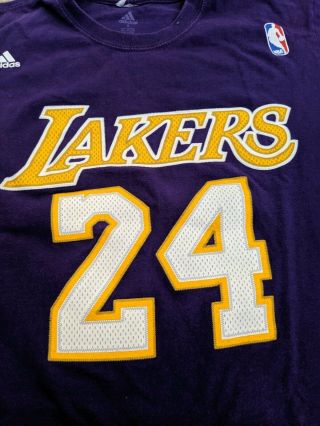 Adidas Nba Los Angeles Lakers Basketball Kobe Bryant Authentic Cotton T - Shirt S