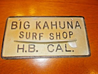 Car Club Plaque Big Kahuna Surf City H.  B.  Cal Woody Waves Flat Head Ford V - 8 Wax