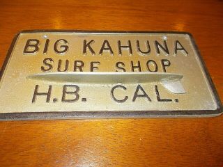 Car Club Plaque Big Kahuna Surf City H.  B.  Cal Woody Waves Flat Head Ford V - 8 Wax 2