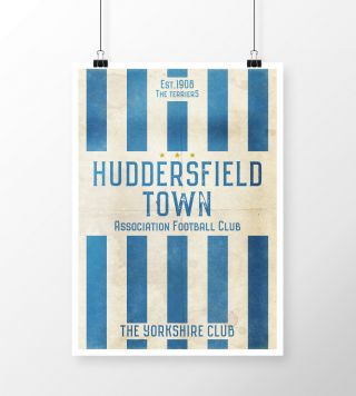 Huddersfield Town Fc A4 Picture Art Poster Retro Vintage Style Print Typography