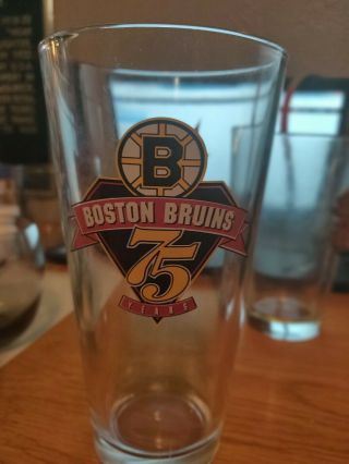 Boston Bruins 75th Anniversary Nhl Hockey Molson Beer Glass Euc
