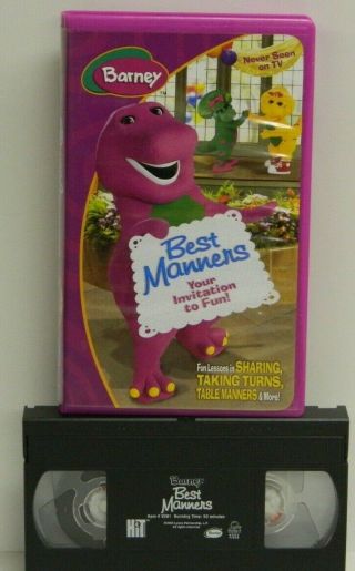 Vintage Vhs Movie Barney Best Manners Plays Well 1993 Pre Owned//