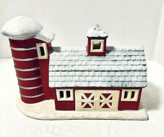 Byron Molds Vintage Christmas Ceramic Village Barn Hand Painted 1979