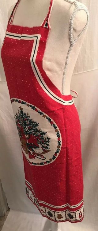 Vintage Christmas Rocking Horse Bib Apron with Neck Strap and Tie Strings 2