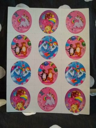 Vintage Lisa Frank Sticker Sheet S118 Markie Unicorn Ice Cream Bear Balloon Pals