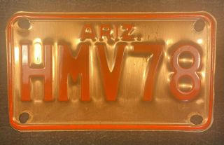 Arizona Copper Historic Vehicle Motorcycle License Plate Hm V78 With No Stickers