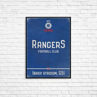 Ibrox Stadium Rangers Fc A4 Art Poster Retro Vintage Style Print Glasgow Gers
