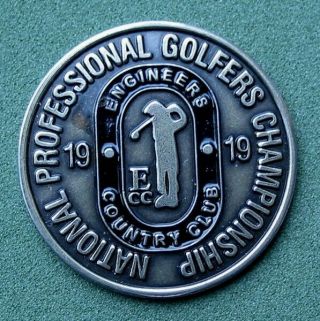 1919 Us Pga Championship Old Vintage Hand Painted Embossed Golf Ball Marker Coin
