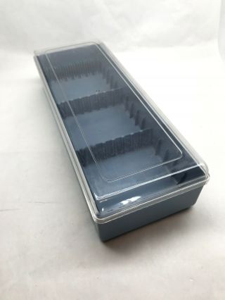 Vintage Cassette Tape Storage Holder Blue Hard Plastic Case Holds 15 Tapes