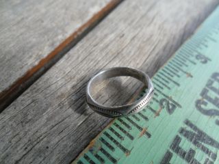 Vintage Native American Hand Crafted Slim Band Baby Ring Design Nickel 3 3/4 3