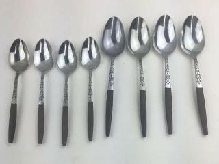 (8) Vintage Interpur Inr2 Japan Wooden Stainless Steel Flatware Spoons
