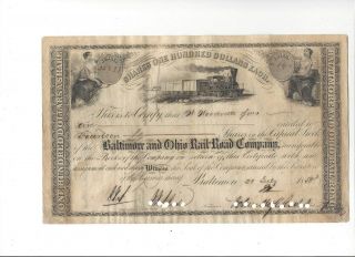 Johns Hopkins Signed Baltimore & Ohio Railroad Stock Certificate 1858