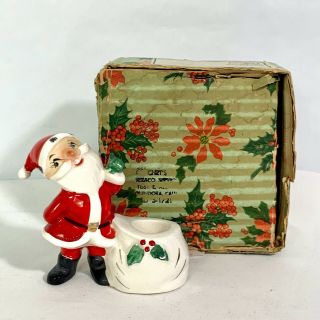 Vintage Holt Howard Santa Clause Taper Candle Holder W Box Japan