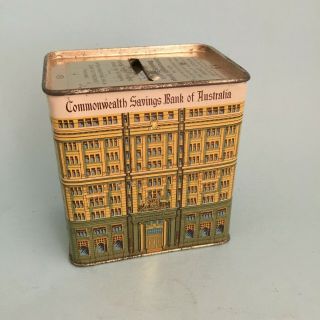 Old Vintage Tin Money Box Commonwealth Savings Bank Of Australia