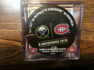 Montreal Canadiens Vs Buffalo Sabres Warm Up Practice Puck With