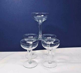 Vintage Hollow Stem Champagne Glasses Set Of 5 Wedding Toast 4 Oz.