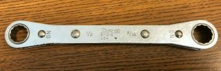 Vintage Snap - On Model R - 1618 Ratcheting Box Wrench 1/2 " X 9/16 " - 12 Point