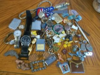 Vintage Not Junk Junk Drawer Minitures Rings Lighters Miniture Train Signs And M