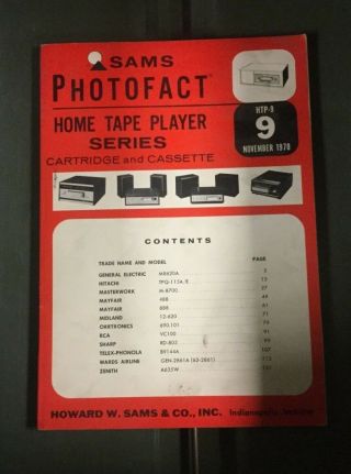Vintage Howard W.  Sams & Co.  Sams Photofact Home Tape Player Series Book Htp - 6