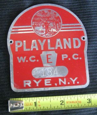 Vintage Metal License Plate Topper From Playland At Rye,  Ny