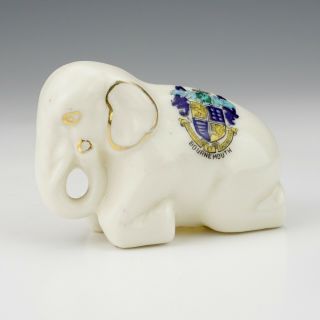 Vintage Crested China - Kneeling Elephant Figure - Bournemouth Crest