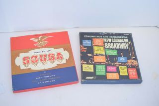 Vintage Set Of 2 Reel To Reel 7 1/2 " Tapes - Sousa Marches & Broadway Songs
