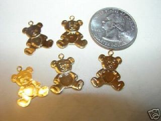 144 Vintage Gold Over Brass Teddy Bear Charms Blow Out Close Out