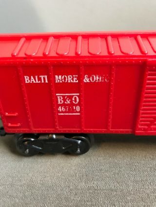 Vintage Marx 467110 Baltimore & Ohio Red Box Car O Gauge Metal Trucks Model RR 2