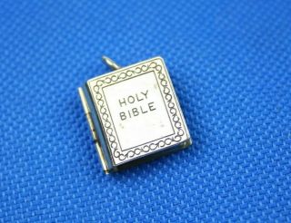 Vintage Silver Georg Jensen Holy Bible Charm Opens & Reveal Lords Prayer Inside
