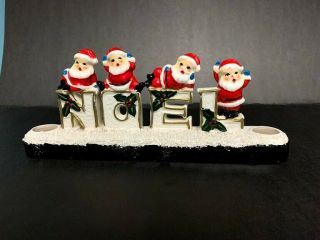 Vintage Ceramic Christmas Letter Noel Santa Candle Holders Japan
