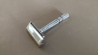 Vintage Gold Plated GEM Micromatic Single Edged Safety Razor w/ Instructions 3