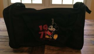 Walt Disney World Mickey Mouse Black Canvas Folding Duffel Bag 1971 Vintage