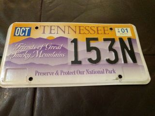 2001 Tennessee License Plate - Garage Man Cave Tags Smoky Mountains