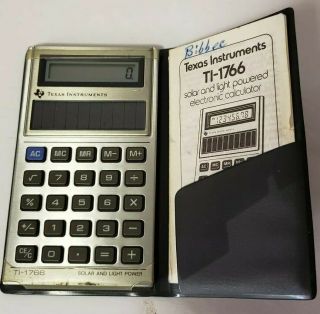 Texas Instruments Calculator Ti - 1766 Vtg Solar Silver Pocket Sized 1981 Complete