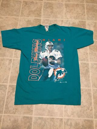 Vintage 1998 Dan Marino Miami Dolphins Green T Shirt Mens Large Nfl Retro Vtg