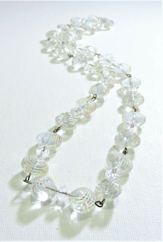 Vintage Irridescent Shells Lampwork Art Glass Bead Necklace No19325