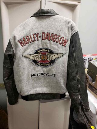 Vintage Harley Davidson Jacket V2 Power Wool Leather Varsity Jacket Size Small R