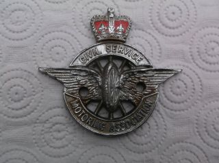 Vintage Enamel Civil Service Motoring Association Car Badge