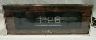 Vintage General Electric Ge Retro Flip Alarm Clock Brown Faux Wood Grain 8137 - 3