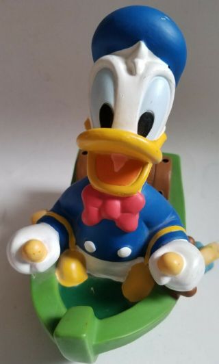 Vintage Disney Donald Duck In A Row Boat Plastic Coin Bank w/ Stopper Toy 2