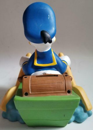 Vintage Disney Donald Duck In A Row Boat Plastic Coin Bank w/ Stopper Toy 3