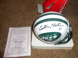 York Jets Curtis Martin Autographed Signed Football Mini Helmet