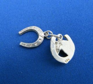 VINTAGE 925 STERLING SILVER CHARM LUCKY HORSESHOE & HORSES HEAD 3