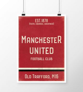 Old Trafford Man United Fc Red A4 Picture Art Poster Retro Vintage Style Print